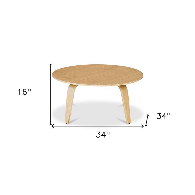 HomeRoots 34" Natural Round Coffee Table - 34