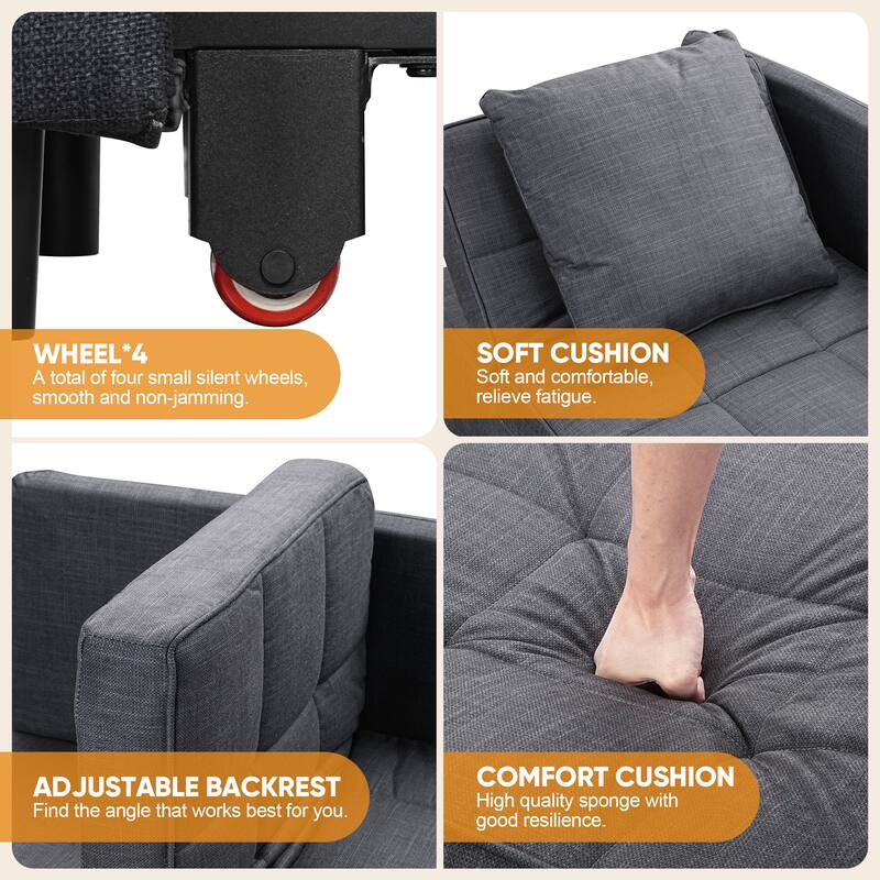 Ainfox Adjustable Sofa Chair Sleeper Sofa Bed Ottoman Couch with Metal Frame