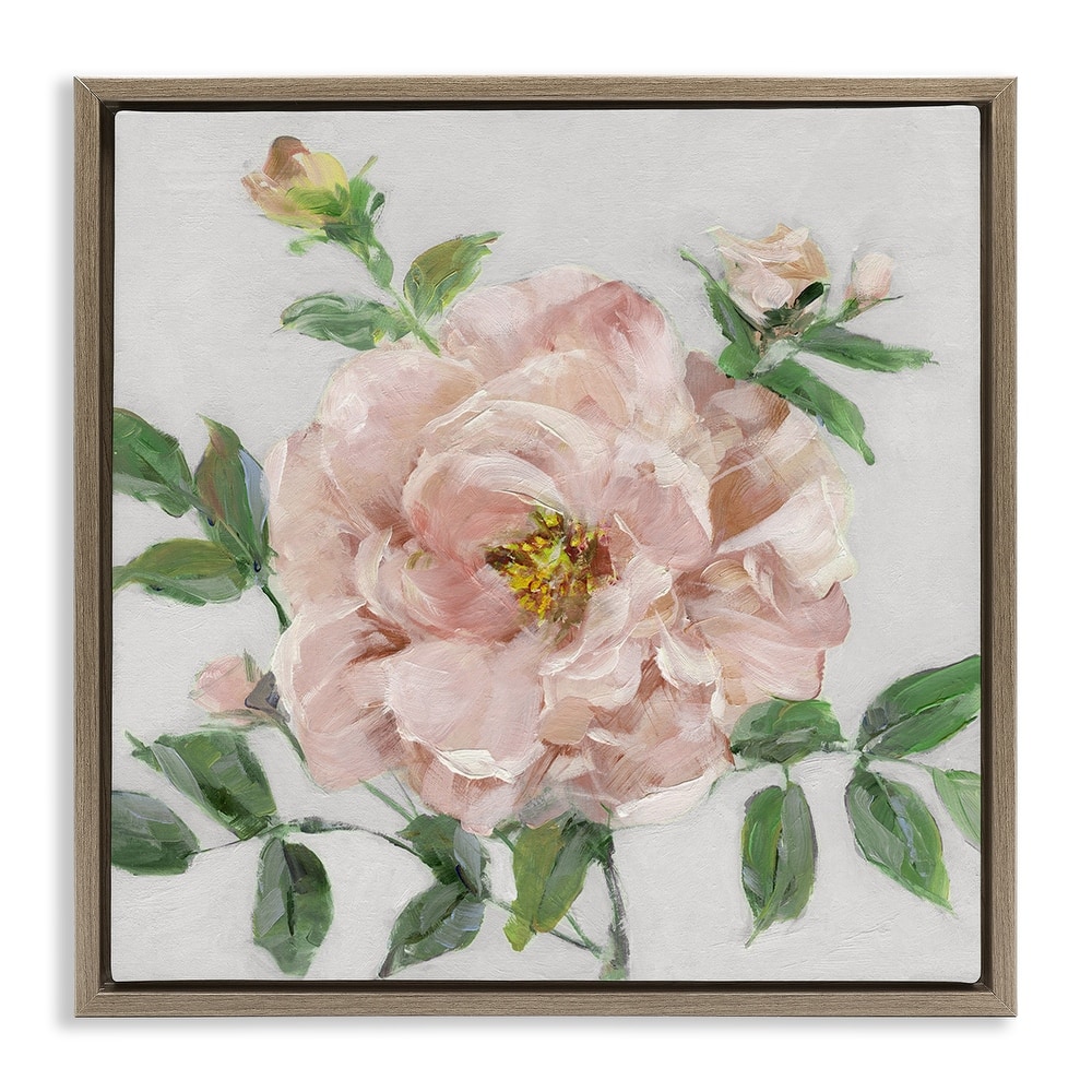 Stupell Pink Carnation Blossom Framed Floater Canvas Wall Art Design By Sally Swatland
