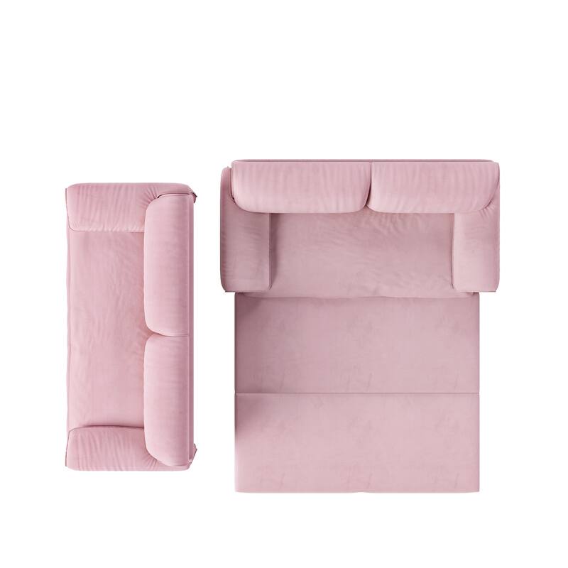 GDFStudio - Velvet 66" Convertible Velvet Sofa Bed with Side Storage