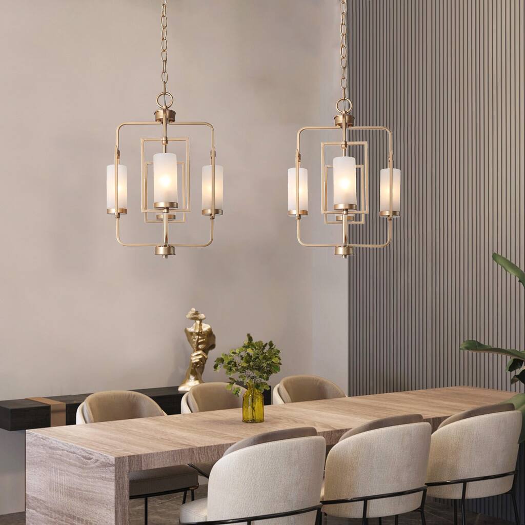Siya Modern Glam 4-light Chandelier Geometric Gold Pendants for Kitchen Island - D13.5"x H 80"