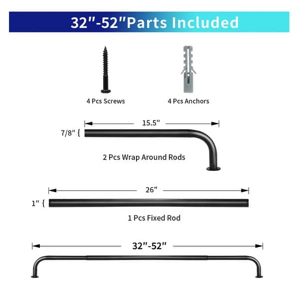dimension image slide 15 of 25, Energy-saving Wraparound Adjustable French Blackout Curtain Rod Set