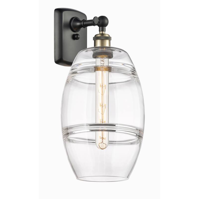 Innovations Lighting 516-1W-11-8 Vaz Sconce Vaz 11" Tall Wall Sconce - Black Antique Brass / Clear