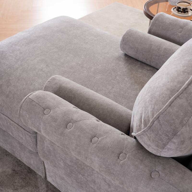 Oversized Chaise Lounge Indoor,Chenille Single Sofa Bed with Wide Seat,Upholstered Lazy Sleeper Armchair,Reading Couch Set