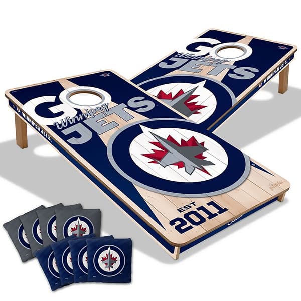 slide 2 of 7, Winnipeg Jets NHL 2x4 Cornhole Board Set Include Carrying Case
