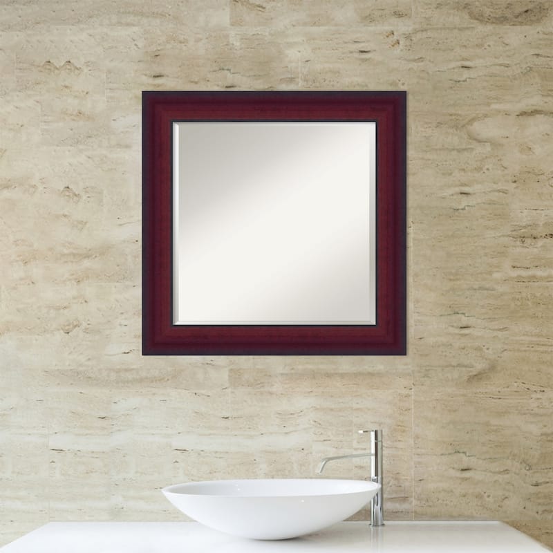 Canterbury Cherry Beveled Wood Framed Bathroom Vanity Wall Mirror - Canterbury Cherry