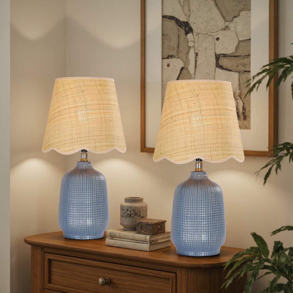 Traditional Ceramic Woven Table Lamp for Living Room
