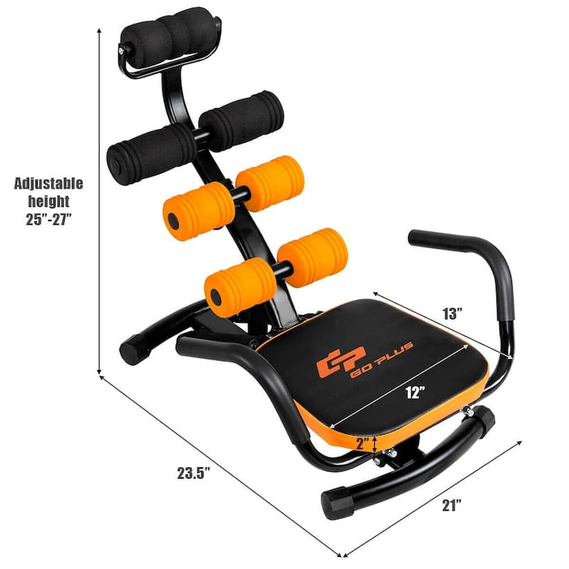 Core Fitness Abdominal Trainer Crunch Exercise Bench Machine - 23.6" x 21.5" x 25.5"-27.5" (L x W x H)