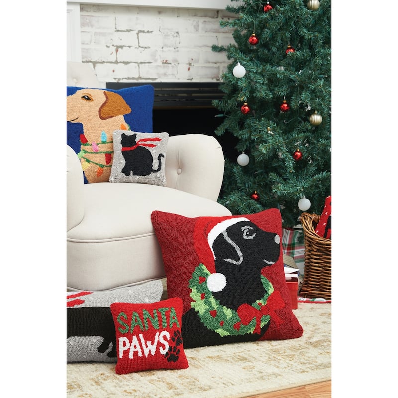 Lab & Lights Hooked Throw Pillow