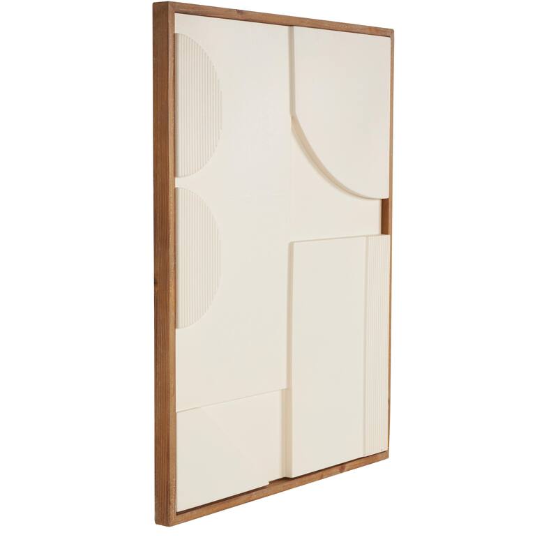 Wood Geometric Dimensional Art Deco Arched Living Room Wall Decor with Brown or Black Frame - Cream or White - Roche River Decor