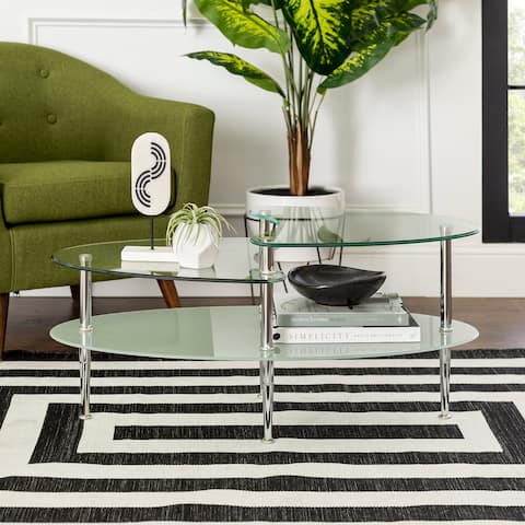 Middlebrook Wallace Oval Coffee Table with Frosted Glass