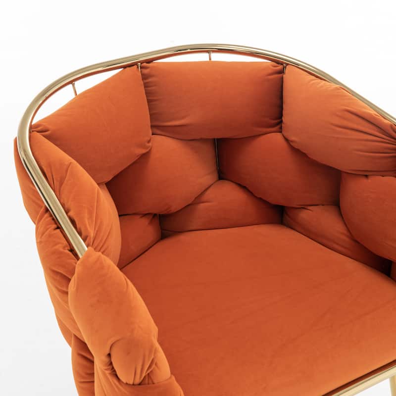 Modern 28.7" Velvet Upholstered Accent Chair with Gold - Plated Metal Legs