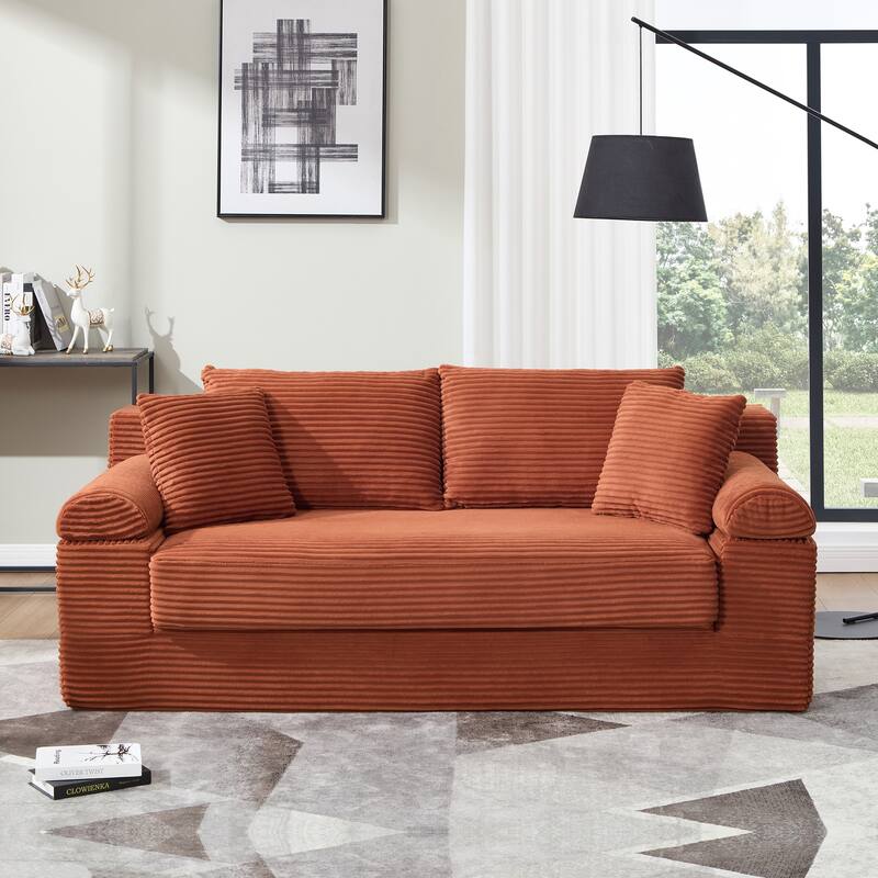 78" W Convertible Sleeper Sofa Bed Corduroy Loveseat with Pillows