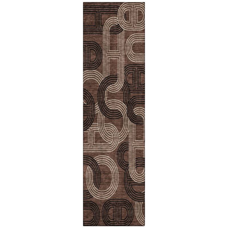 Machine Washable Indoor/ Outdoor Contemporary Geo Chantille Rug