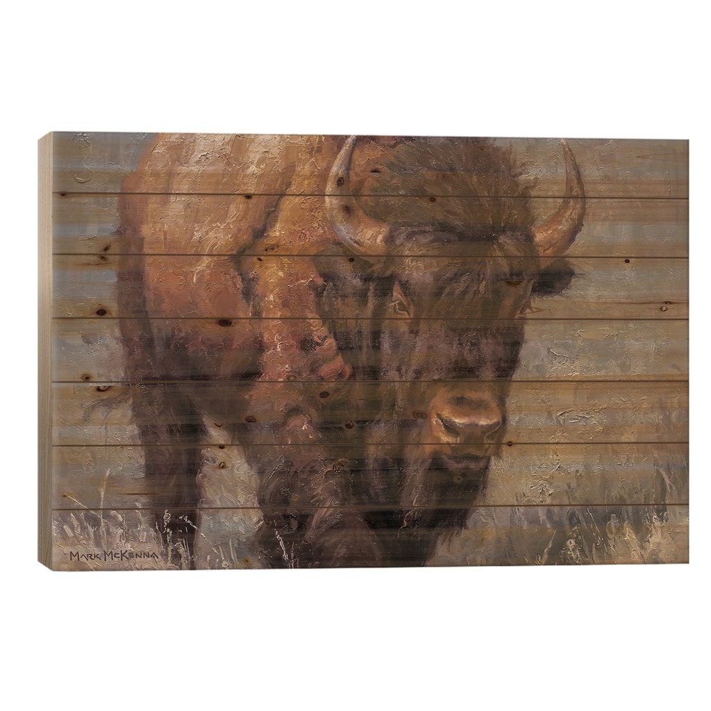 Brush Buster Print On Wood by Mark McKenna - Multi-Color