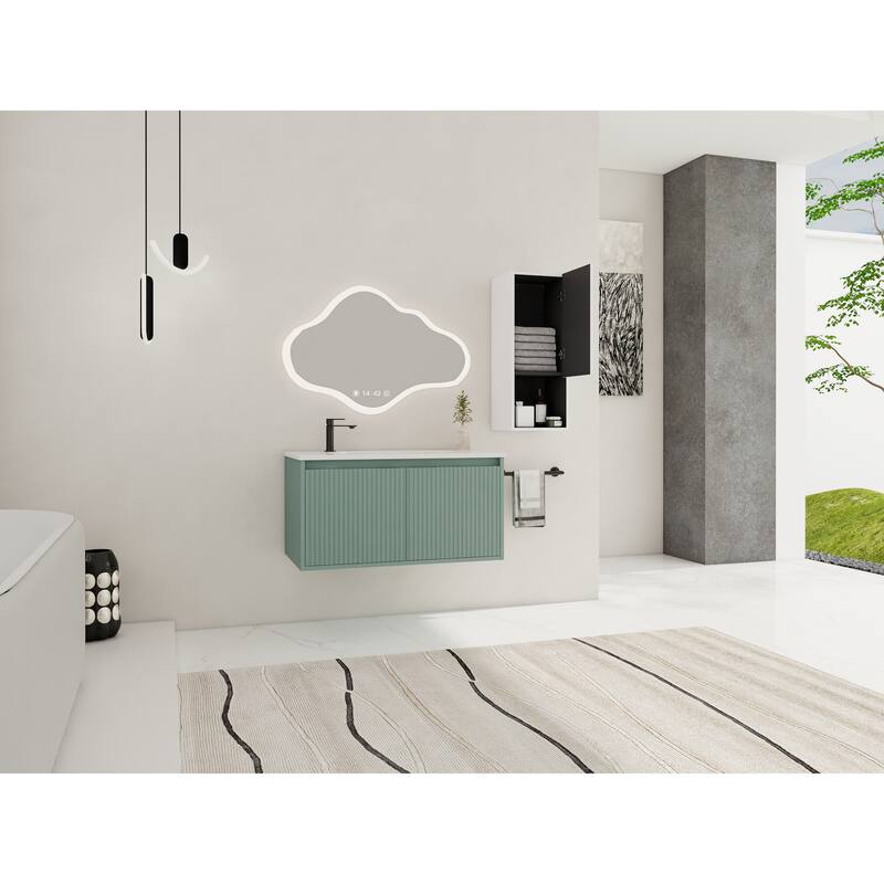 36" Floating Bathroom Vanity with Drop-Shaped Resin Sink