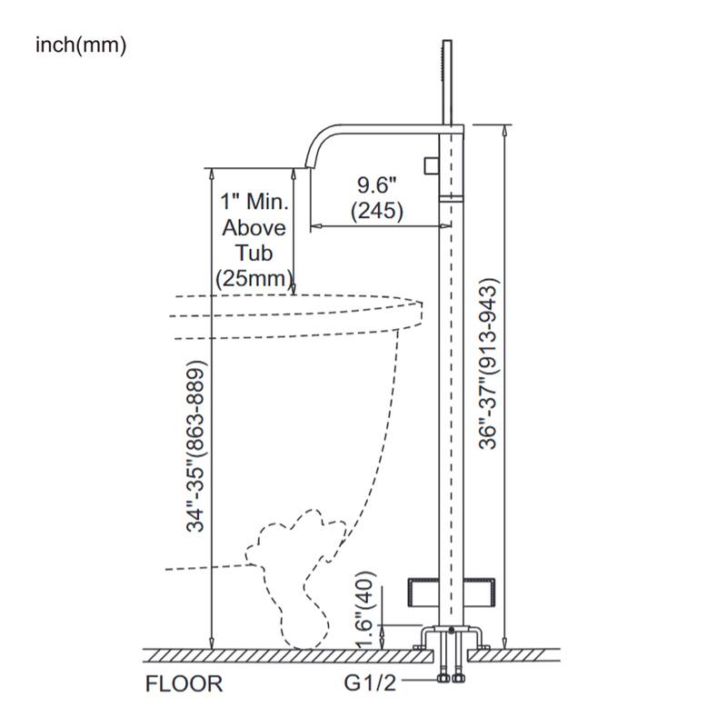WOWOW Waterfall Single-Handle Freestanding Tub Faucet with Handshower