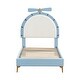 preview thumbnail 8 of 18, Twin/Full Size Upholstered Velvet Platform Bed Frame, Funny Kids Bed with Alarm Clock Shaped Headboard