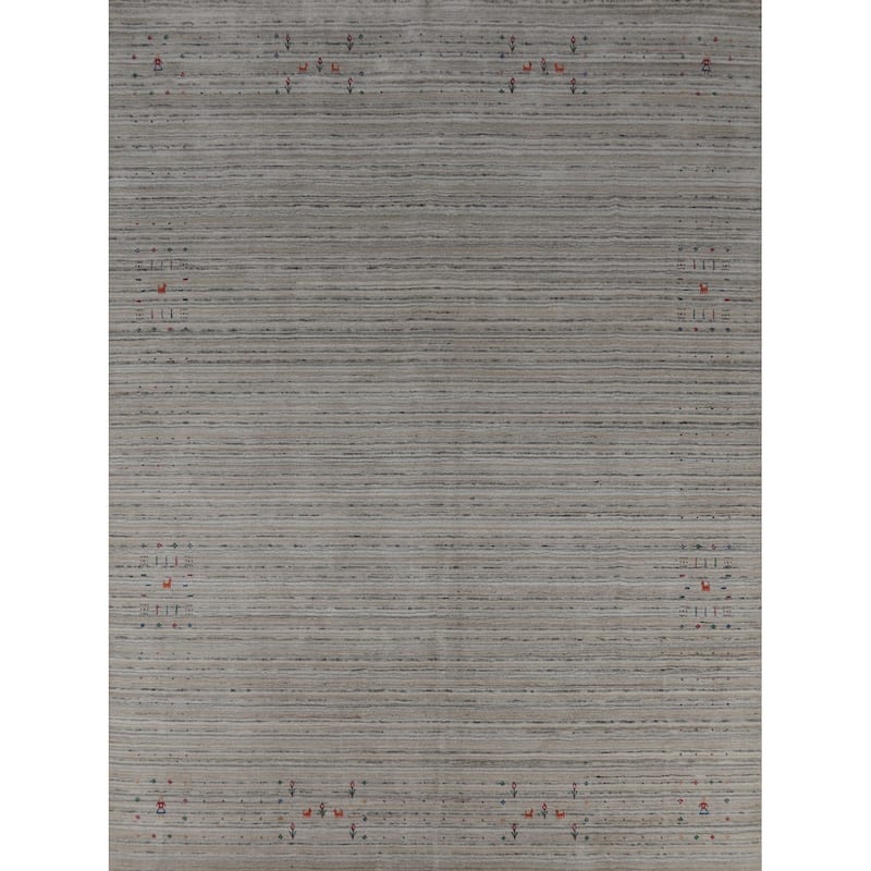 Hand Knotted Oriental 100% Wool Carpet Tribal Animal Pictorial Beige & Ivories Gabbeh Area Rug - 10' 0'' X 8' 6''