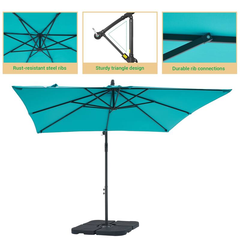 LIVOOSUN Patio 8.2ft Cantilever Offset Hanging Umbrella With a Base