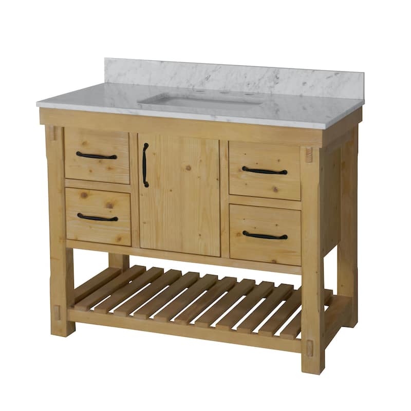 KitchenBathCollection Birmingham 42" Bathroom Vanity with Carrara Marble Top