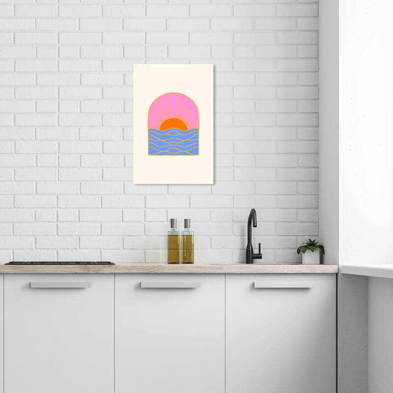 Wynwood Studio Canvas Abstract Sun Paradise Purple and Dark Orange Modern & Contemporary Wall Art Canvas Print - 24 x 16