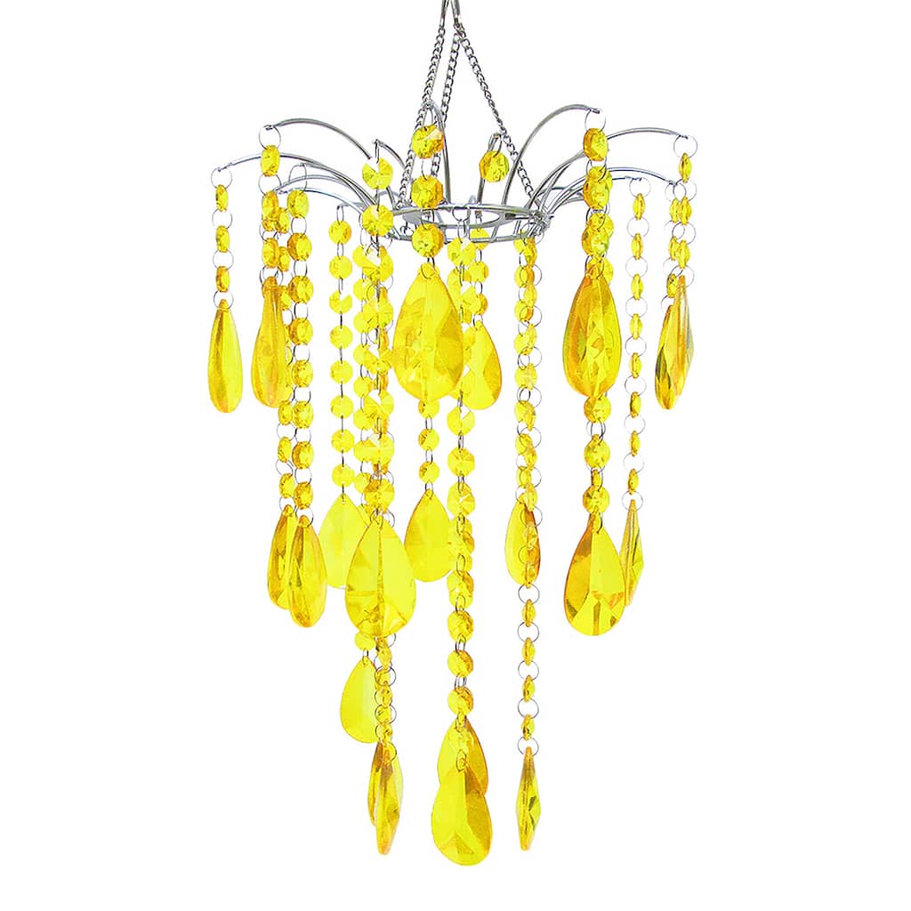 Yellow Crystal Glass Tiered Waterfall Decorative Chandelier 14.5in - 14.5" L x 10" W x 10" DP