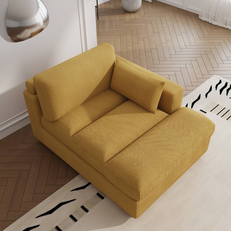 Left and Right Sectional Sofa Set Chaise Lounge Sofa Chair - Orange Right - Right Facing