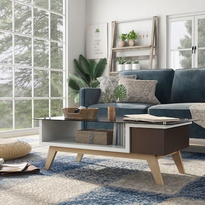 Yini Modern 47-inch Glass Top 1-Shelf Coffee Table by Furniture of America
