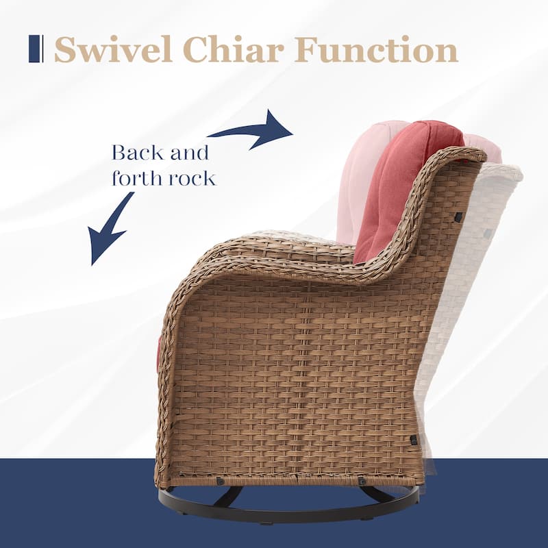 Pocassy Outdoor Wicker Glider Swivel Club Chairs (Set of 2)