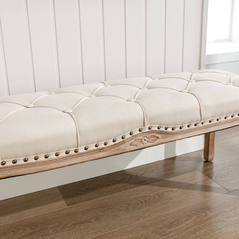 45.2 In.W Modern Padded Bed Tail Stool - 45.2" W X 14.6" D X 18.3" H