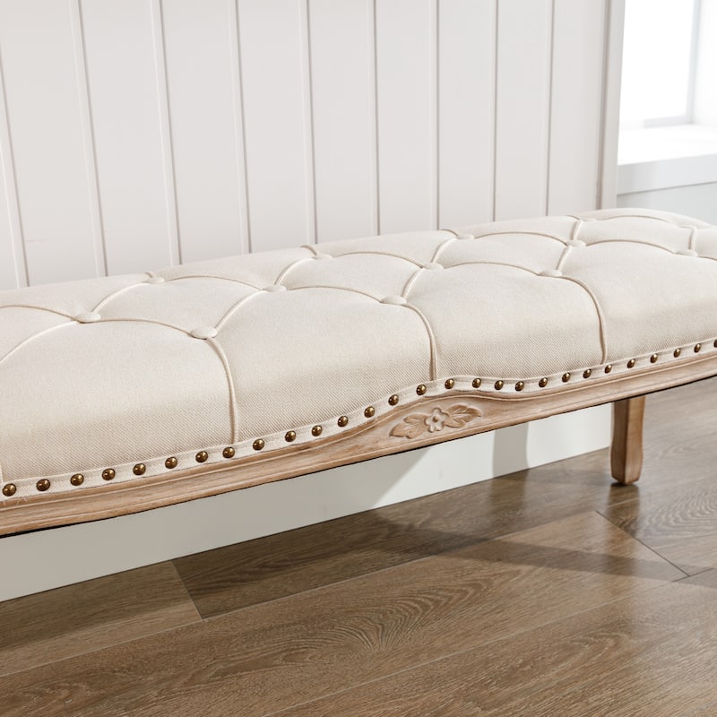 Retro Patterned Legs 45.2In.W Padded Bench - 45.2" W X 14.6" D X 18.3" H
