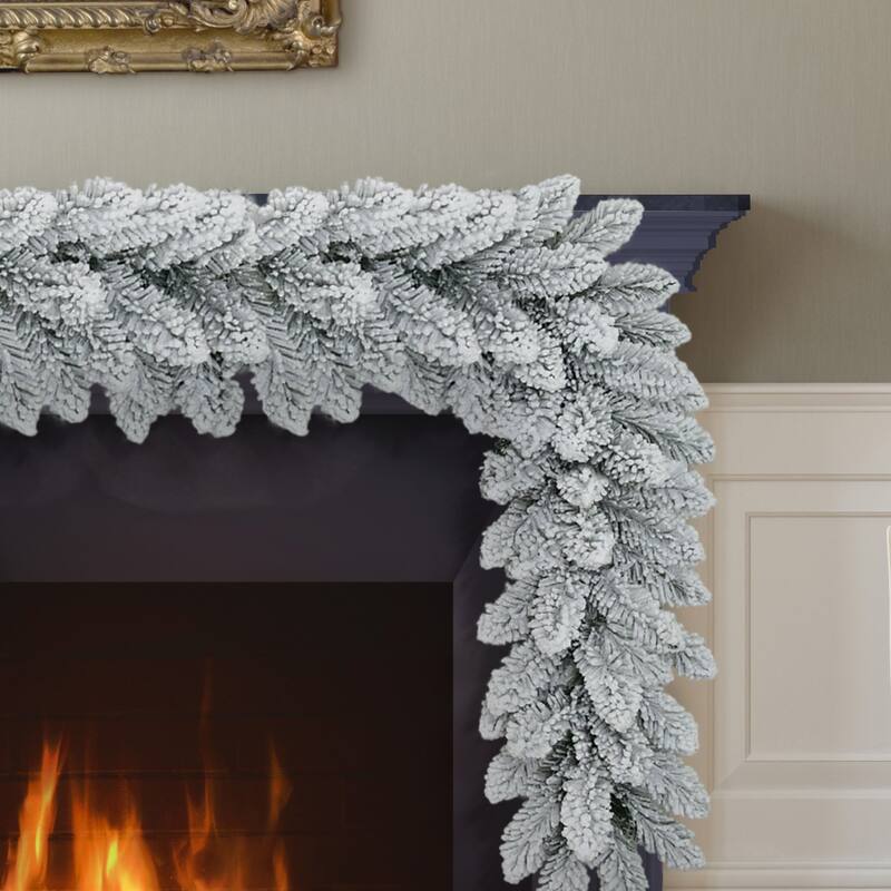 Puleo International 9' x 10" Flocked Royal Majestic Fir Garland