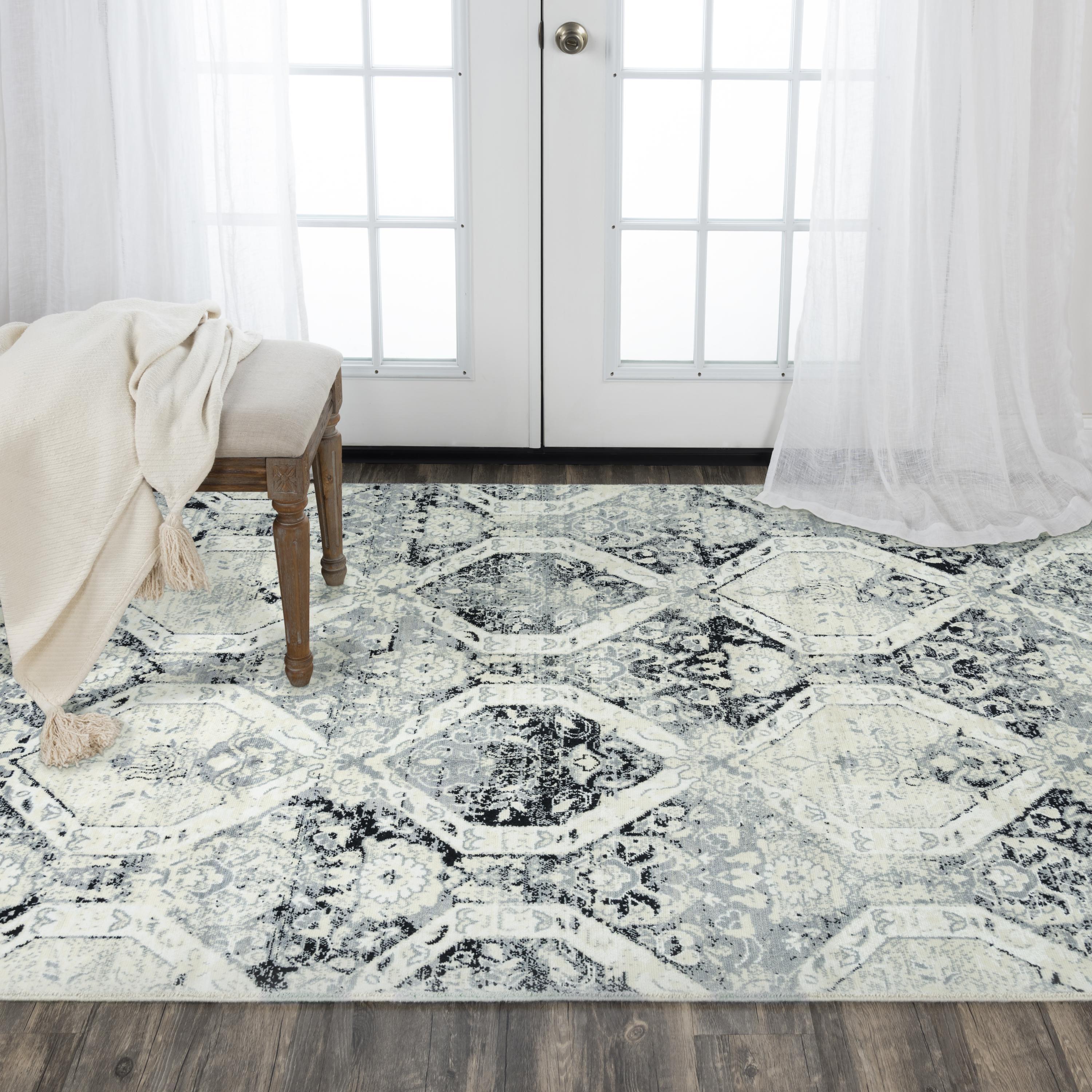 Alora Decor Aurora Ivory and Black Classic Wool Blend Rug