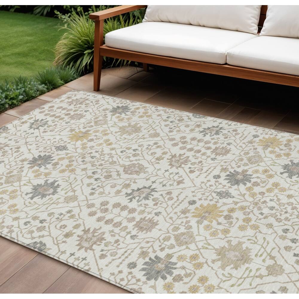 HomeRoots Oriental Traditional Rectangle Outdoor Rug