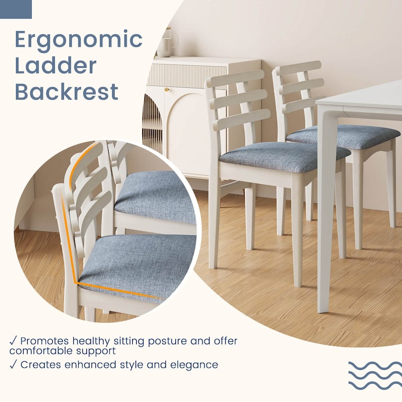 Costway Dining Chairs Set of 2/4 with Rubber Wood Frame Padded Seat &
