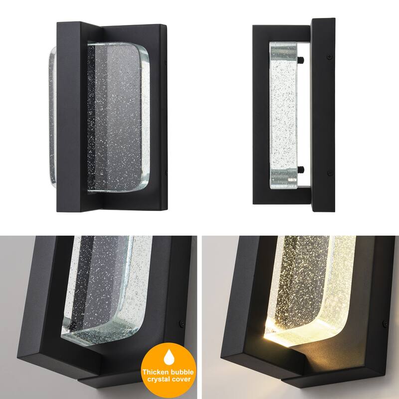 1-Light Crystal Outdoor Integrated LED Bulbble Glass Wall Sconce
