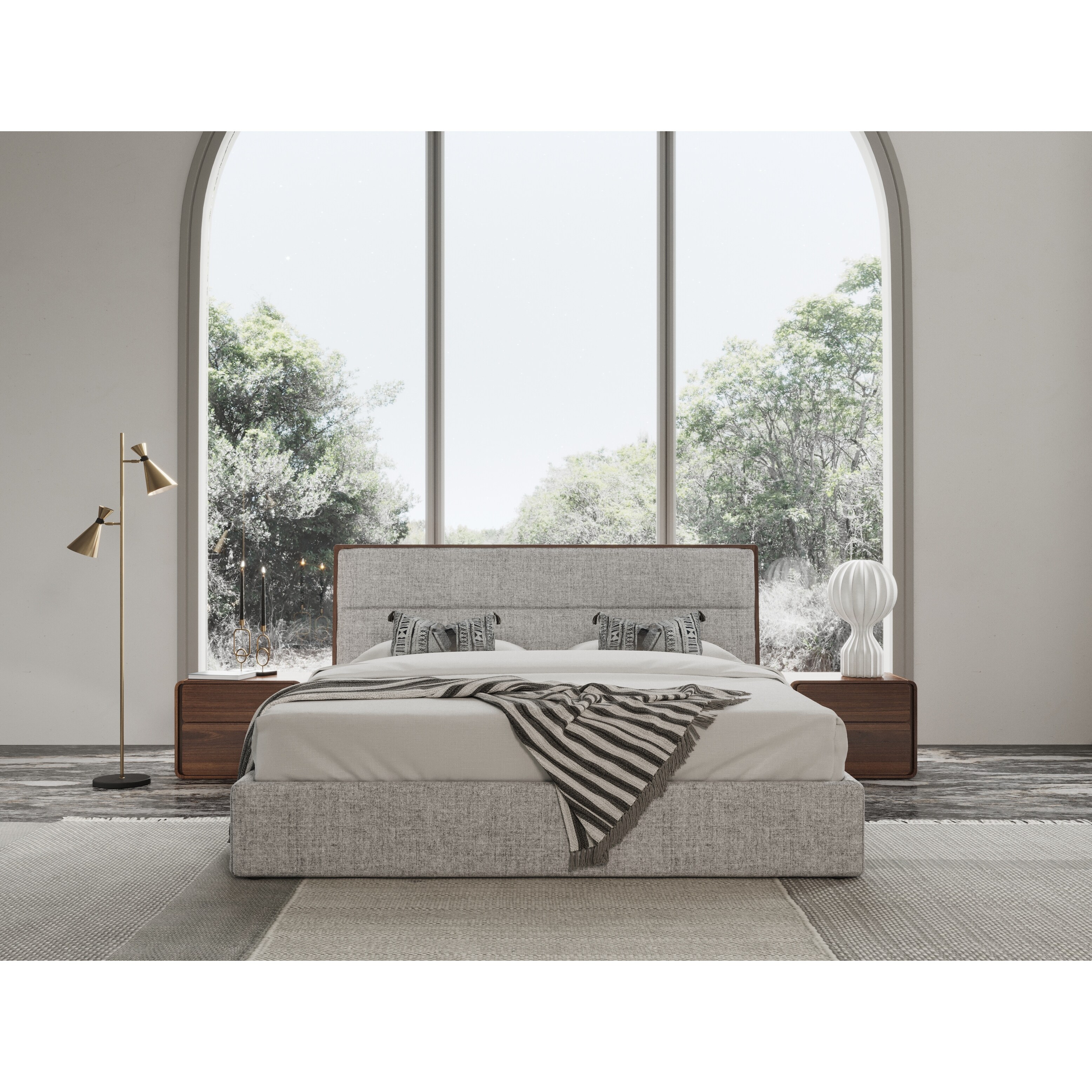 Modrest soren outlet modern walnut bed