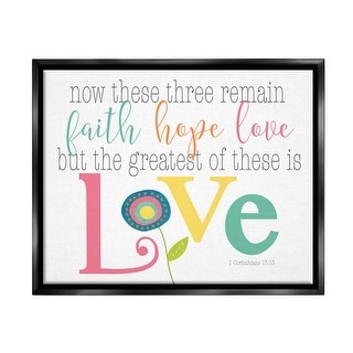 Stupell Faith Hope Love Whimsical Floral Framed Floater Canvas Wall Art ...