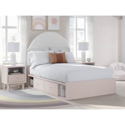 Signature Design by Ashley Wistenpine Pink/Cream Full Upholstered Panel Platform Bed with Storage