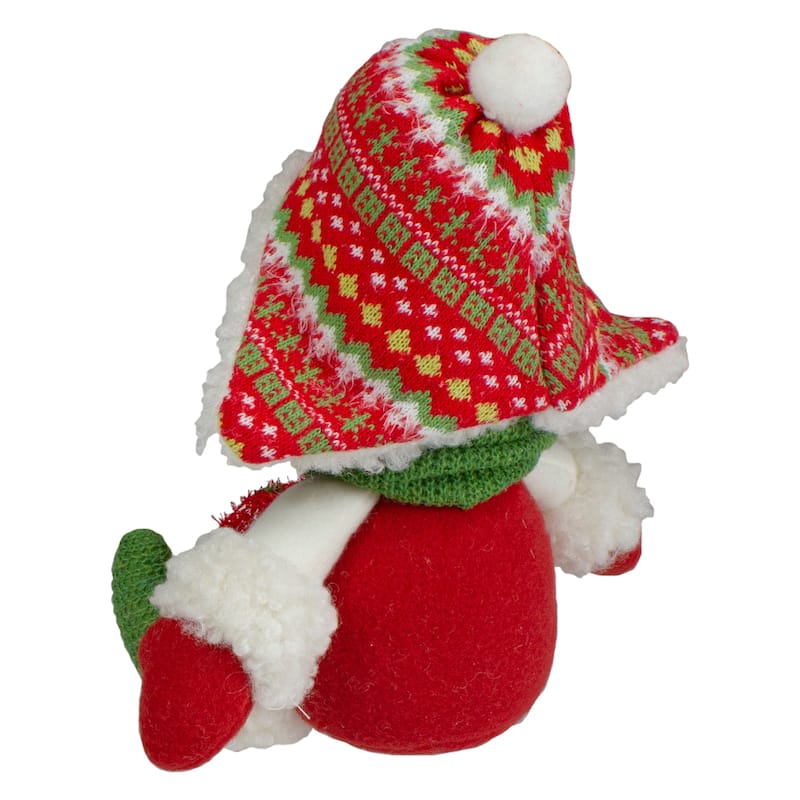 8" Red and Green Sitting Snowman Girl Christmas Figure