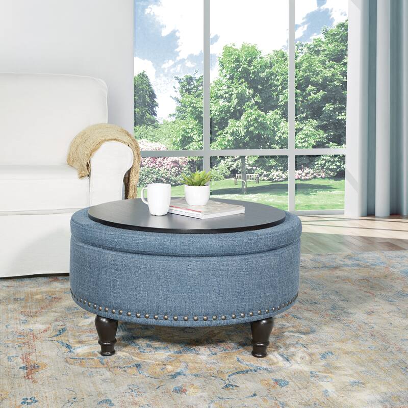 Copper Grove Strawflower Round Storage Ottoman