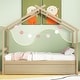 preview thumbnail 1 of 9, Twin Size House Bed Frame for Kids with Trundle, No Box Spring Needed Natural