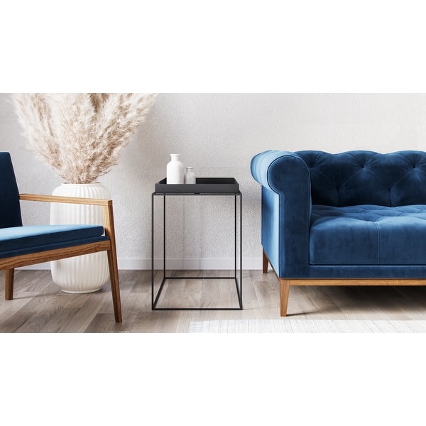 Emma Modern Chic Square Tray Top Side Table (Black) Bed Bath & Beyond
