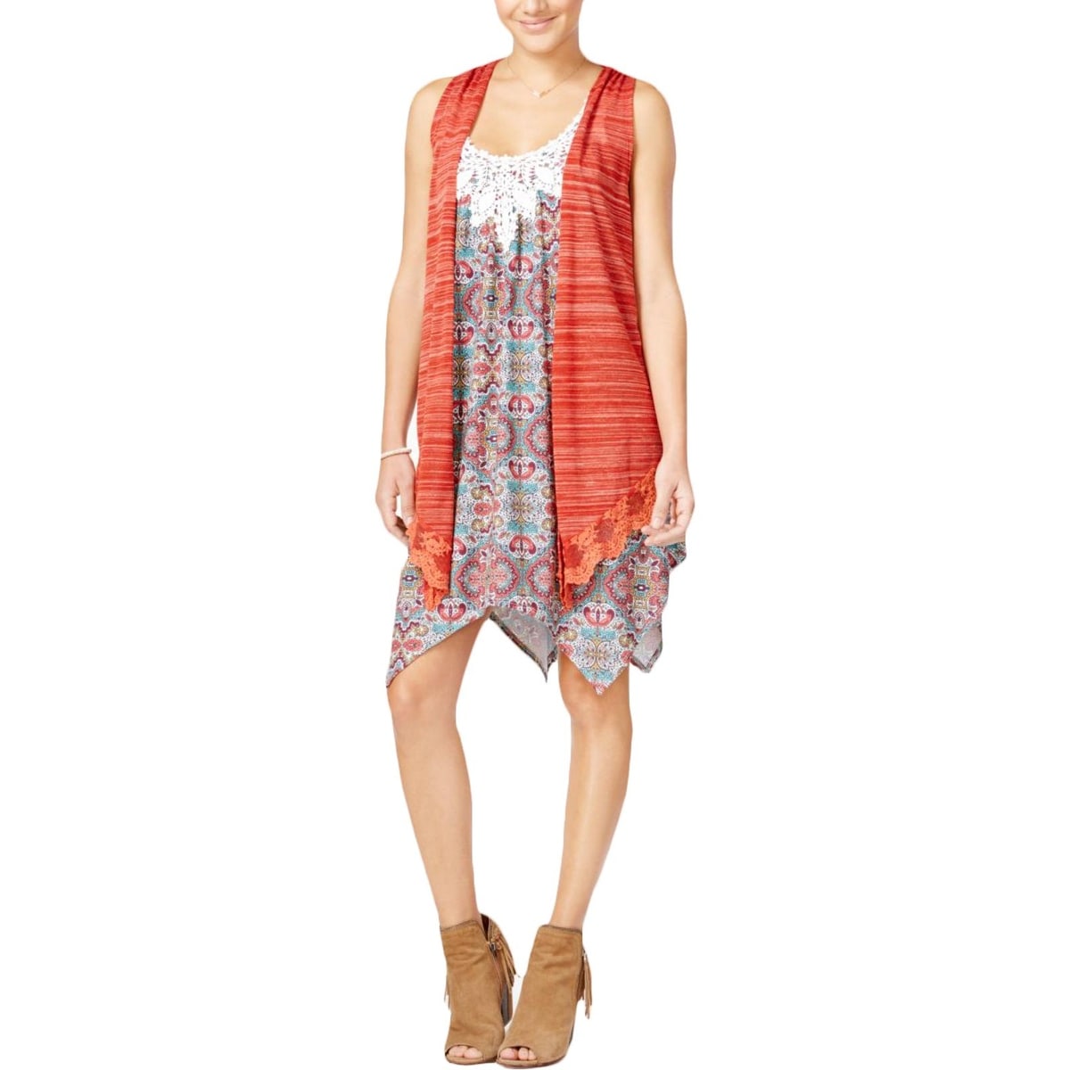 sleeveless dress with cardigan