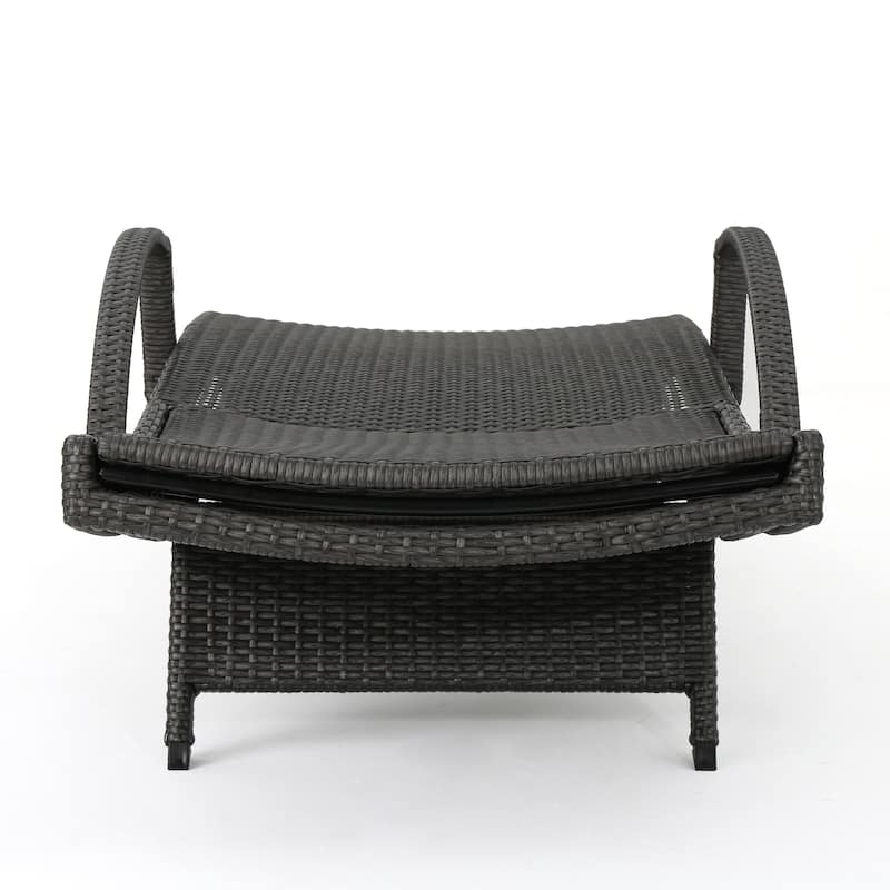Toscana Outdoor Wicker Armed Cushioned Chaise Lounge by Christopher Knight Home