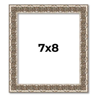 7x8 Frame Silver Versailles Ornate Solid Wood Picture Frame | 1 Inch