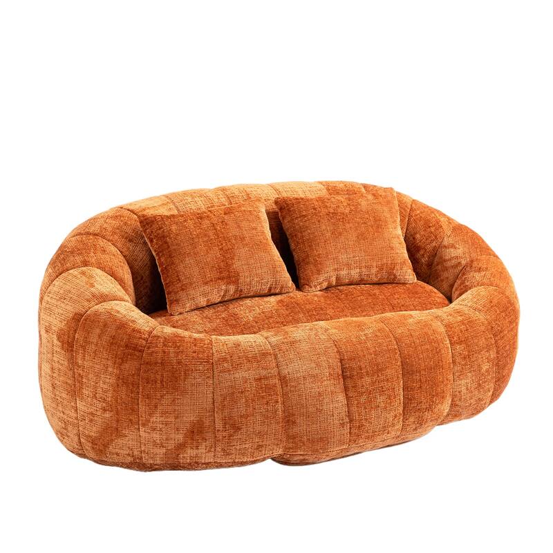 HOMEFUN Chenille Upholstered Durable Comfort Lounger High Back Bean Bag Loveseat Sofa