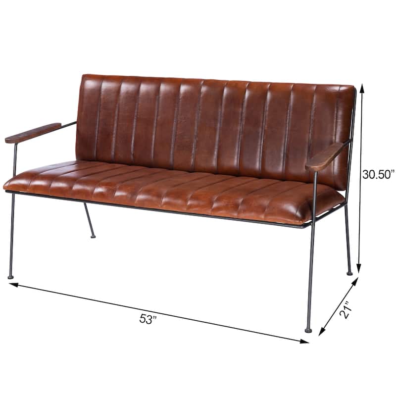 Butler Phoenix Leather & Metal Bench