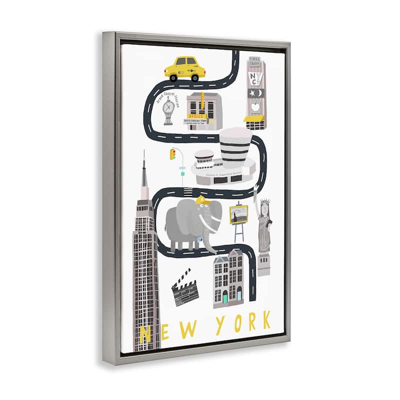 Stupell New York Whimsical Travel City Framed Floater Canvas Wall Art Design By Carla Daly
